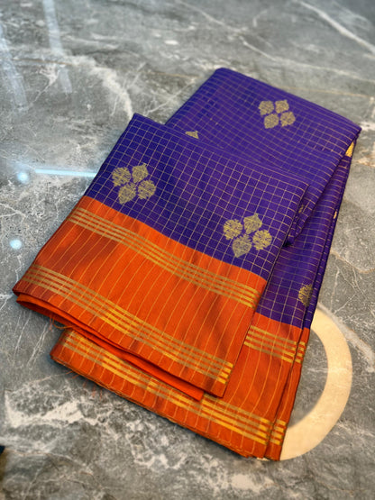Banarasi Check Buta Soft Silk Saree - BCBSCB076