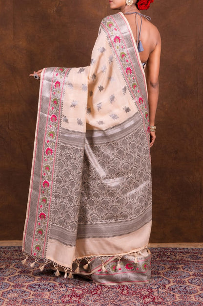 Banarasi Raw Mango Silk Saree with Mina Buta Design - BRMSMBW46