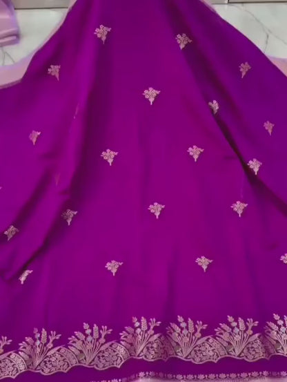 Banarasi Katan Silk with Minakari Border - BKMBP1