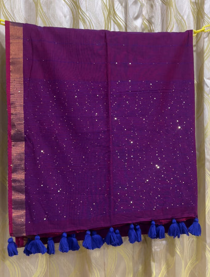 Pure Mulmul Sequins Saree | Handloom | MSQ001