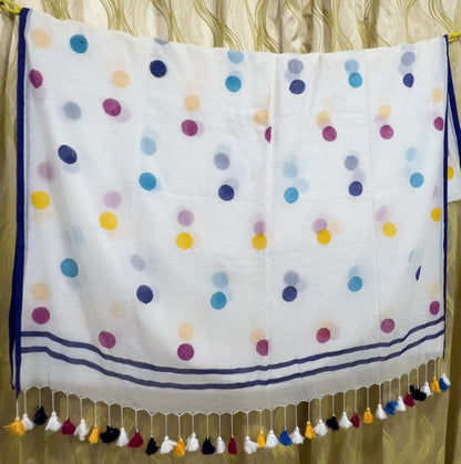 Pure Mulmul Polka Dots Saree | Handwoven | MPD002