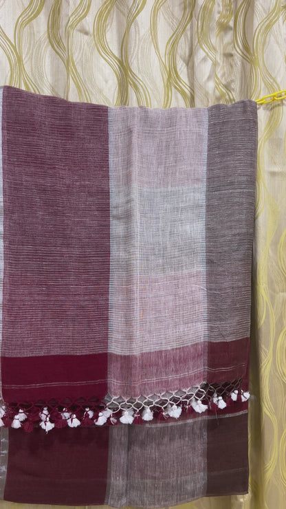 Pure Handloom Linen Multicolor Saree | HLMC001