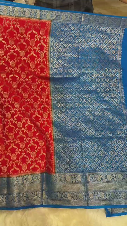 Banarasi Handloom Chinya Silk Saree - BHCRBDB1