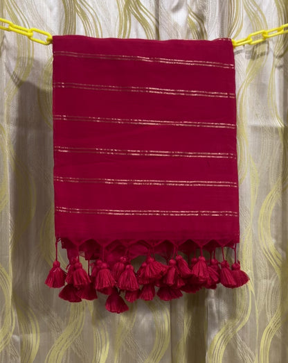 Pure Mulmul Double Zari Lines Saree | Handloom | MDZ001