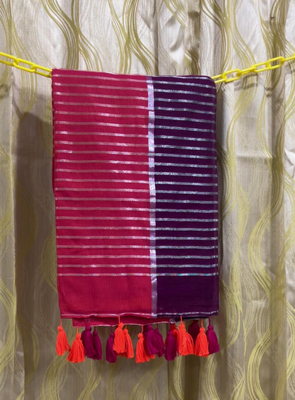 Pure Mulmul Multicolor Checks Saree | Handloom Daily Wear | MMCC001