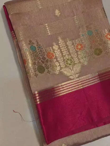 Banarasi Katan Silk Saree with Minakari Border - ABKSMB1