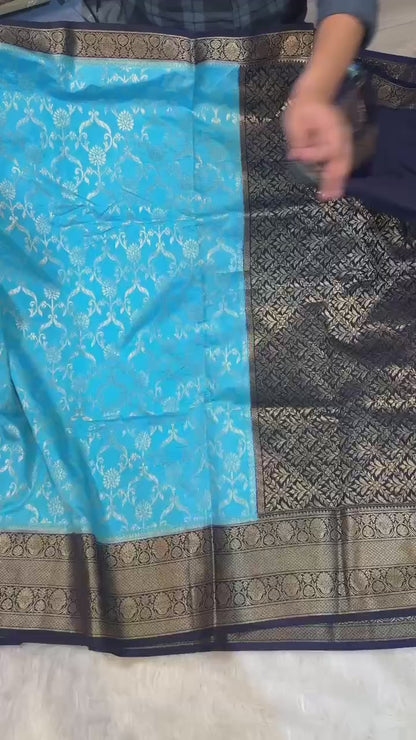 Banarasi Handloom Chinya Silk Saree - BHCNBDB1