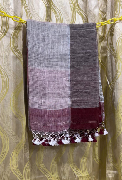 Pure Handloom Linen Multicolor Saree | HLMC001