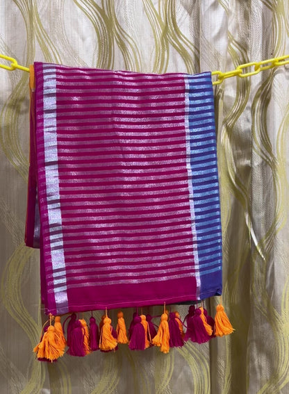 Pure Mulmul Multicolor Checks Saree | Handloom Daily Wear | MMCC002