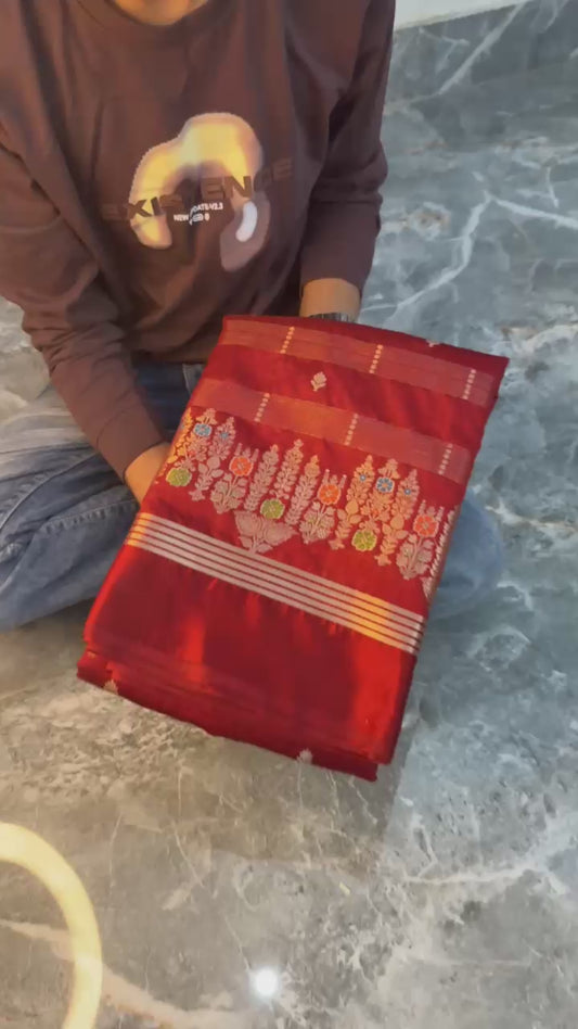 Banarasi Semi Katan Silk Saree - BSKMKRG2